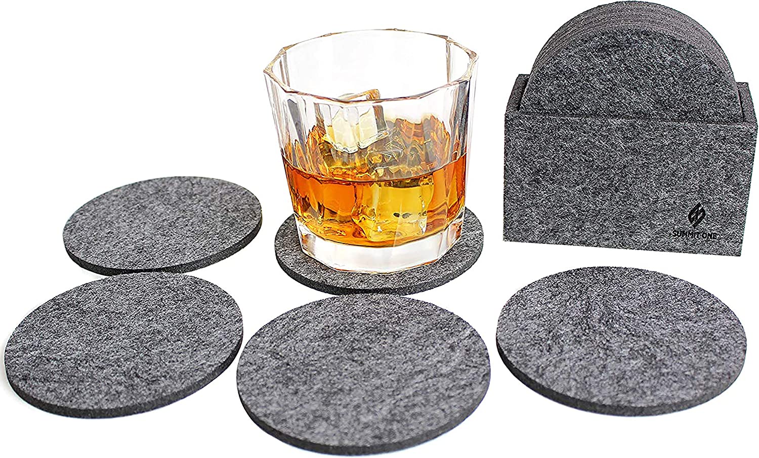 Summit One - Premium Coasters for Drinks set of 10 (4 x 4 Inch， 5mm Thick) Ideal Man cave Accessories