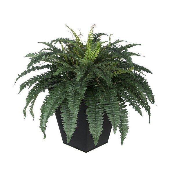 Faux Fern in Square Zinc Planter