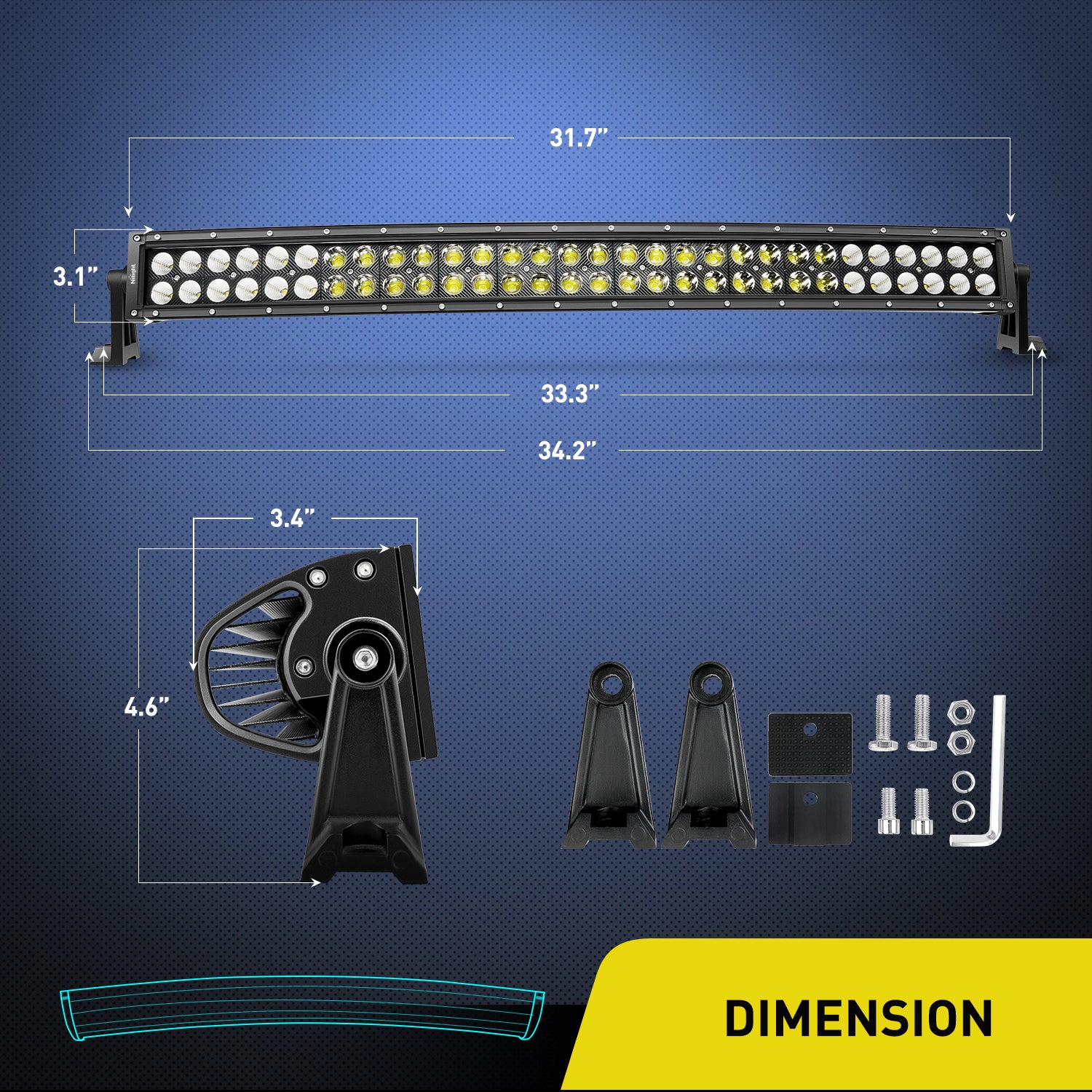 Nilight 32 Inch 180W Black Curved LED Light Bar Combo Offroad Lighting with Harness Kit， 2 Year Warranty