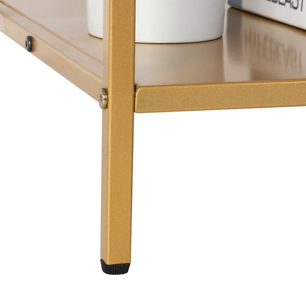 2-Tier Square End Table with Marble Top