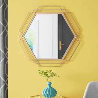 StyleWell Medium Hexagonal Gold Modern Accent Mirror (26 in. H x 27 in. W) 18MJ2374