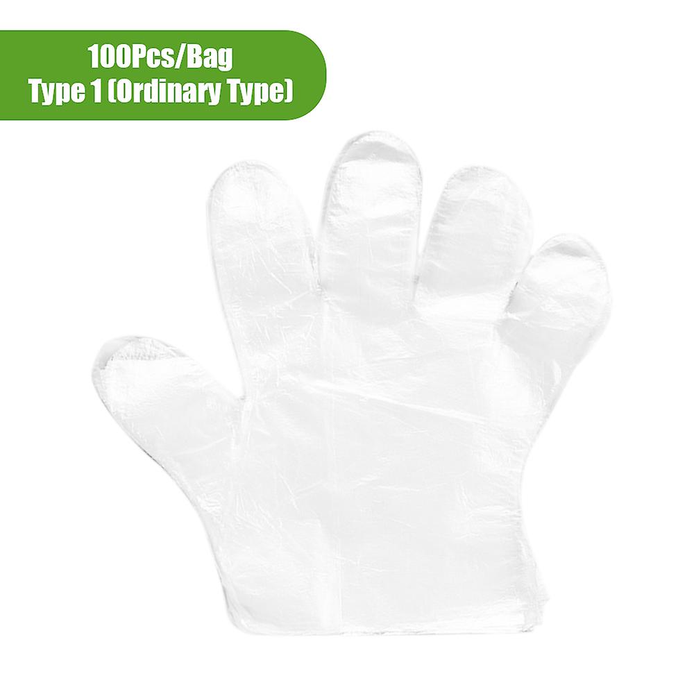 100pcs/bag Disposable Gloves Transparent Food-grade Pe Gloves Restaurant Bbq Kitchen Accessories