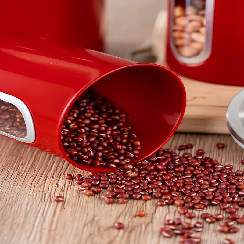 3 Piece Stainless Steel Canister Set in Red Finish