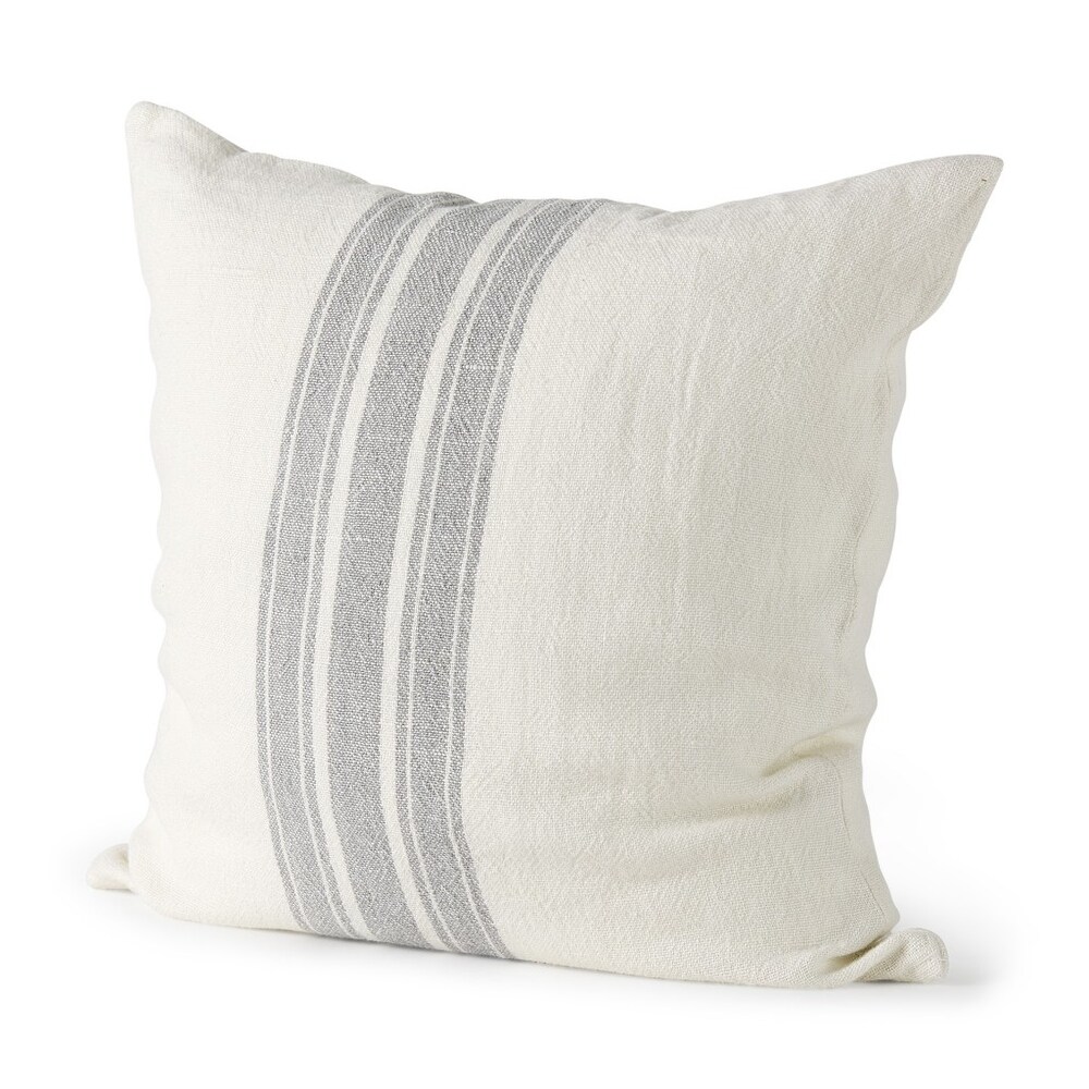 Off White Pillow Cover with Ash Gray Stripes