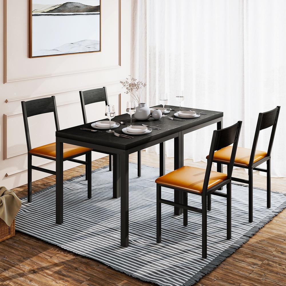 3 Piece Dining Table Set with 2 Cushioned Chairs for Kitchen Apartment