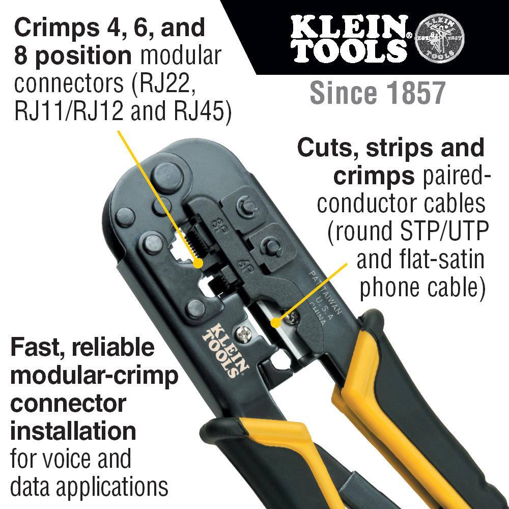 Klein Tools Ratcheting Data Cable Crimper  Stripper  Cutter VDV226011SEN