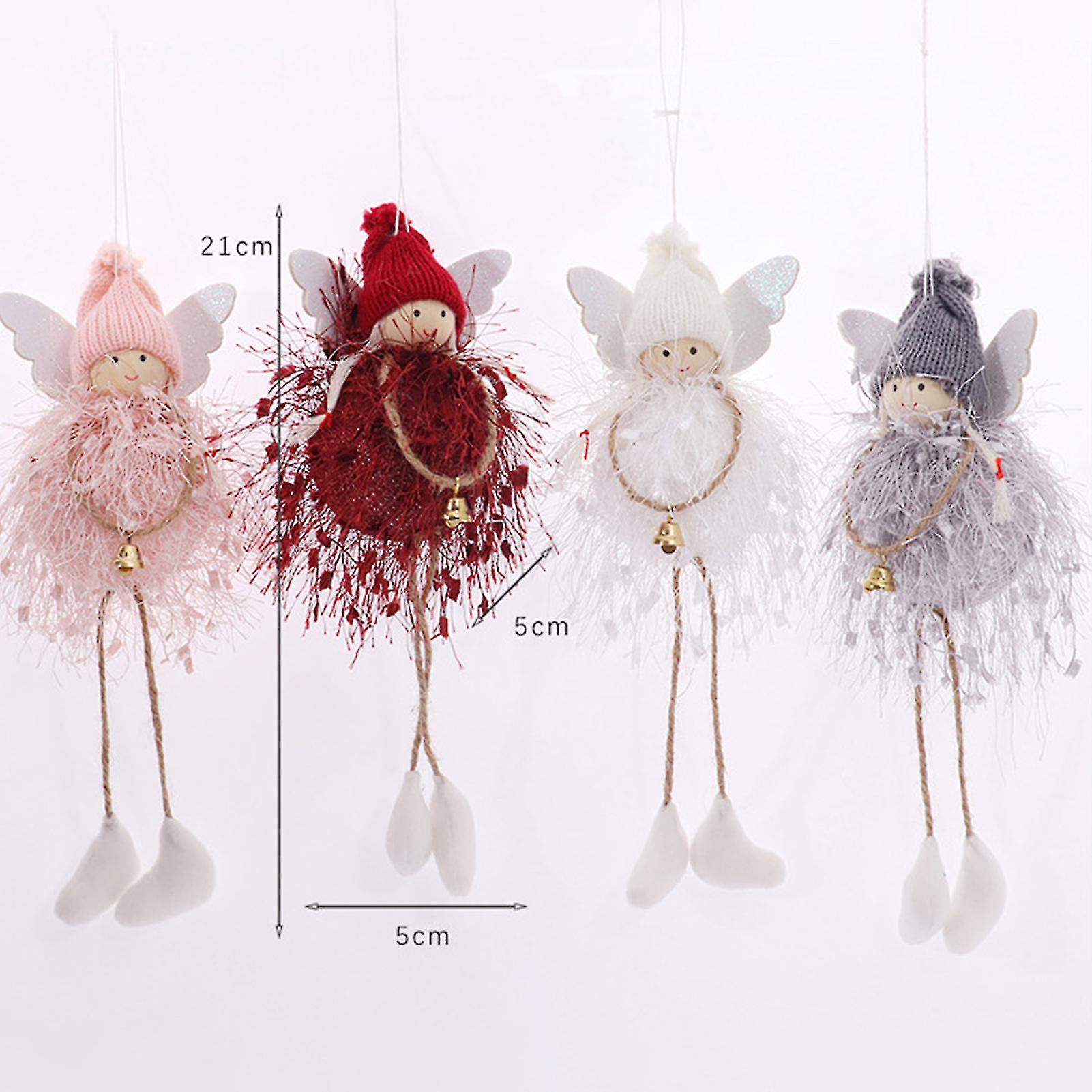 Angel Doll Ornament Navidad Tree Plush Knitting Angel Doll Pendant With Small Bell With Wing