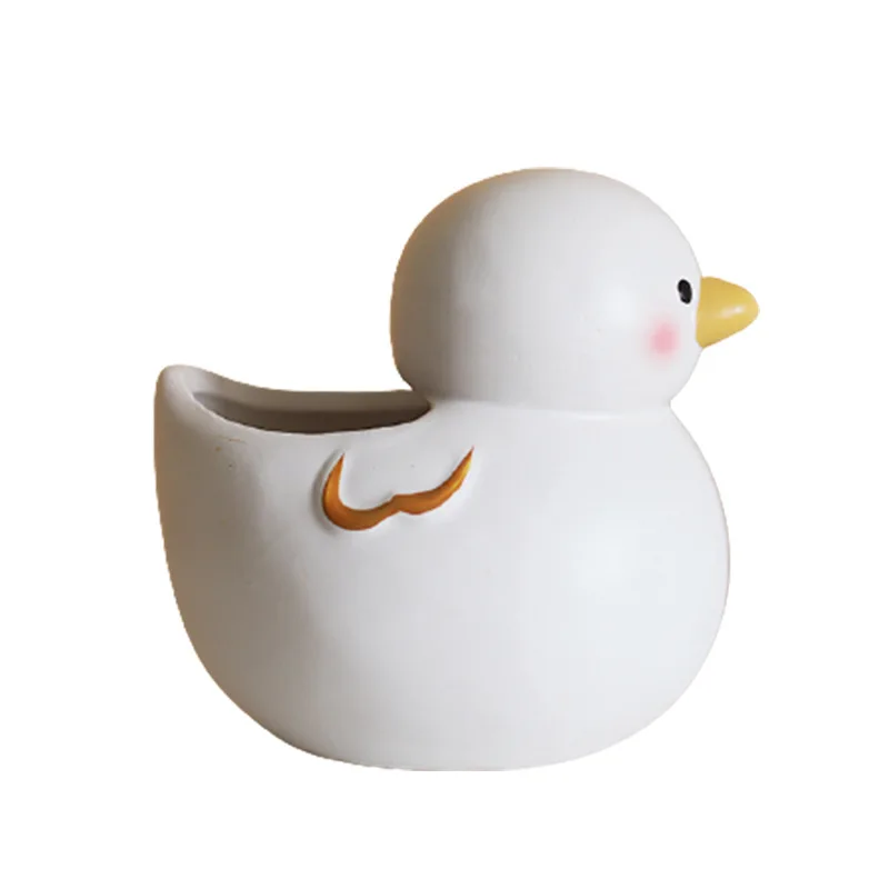 Cute White Duck MINI Flower Pot Home Desk Ledge Decoration Succulents Ceramic Flower Pots Christmas Flower Pots Indoor