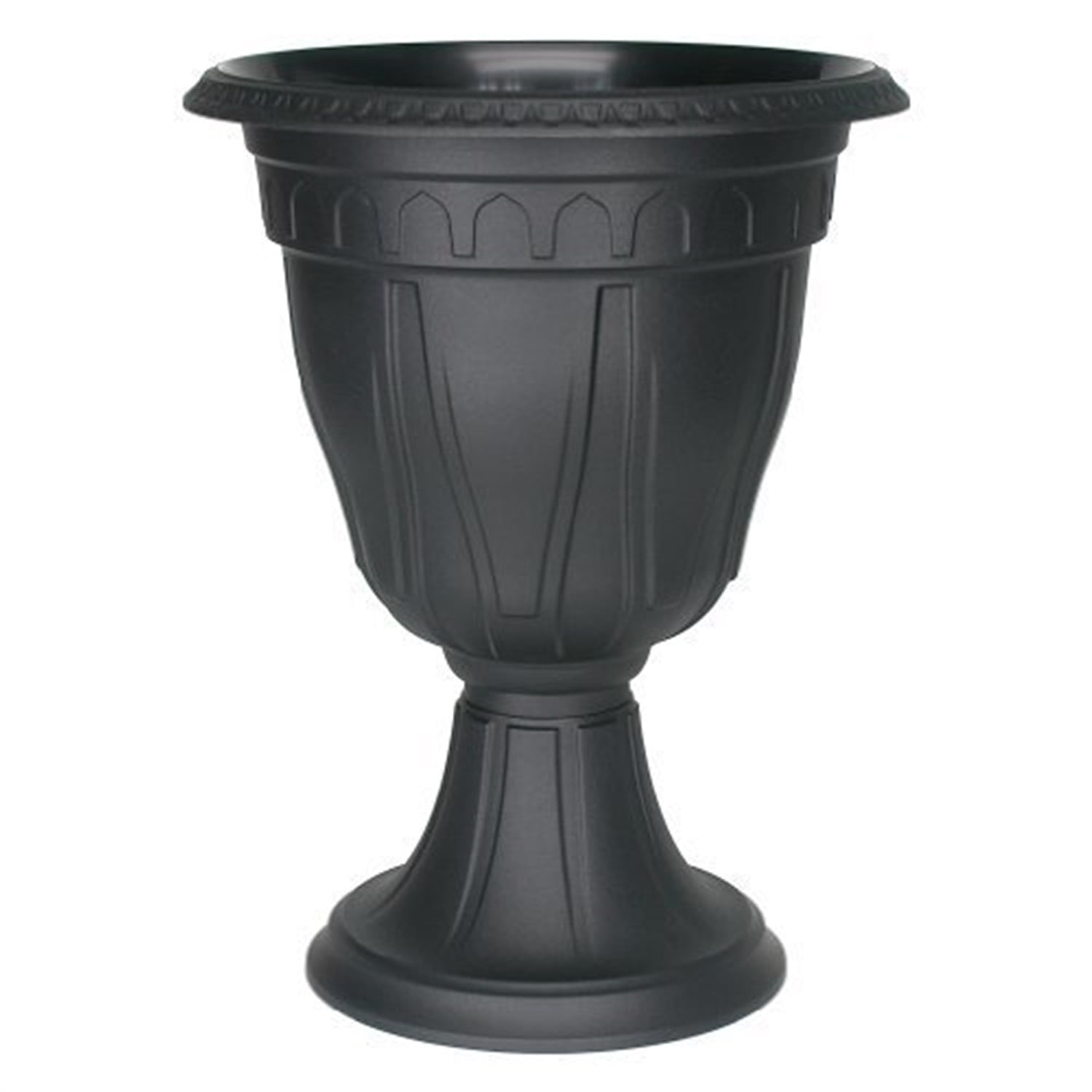 DCN Plastic DCN142036 Tall Azura Urn Planter, Black, 20 inch height