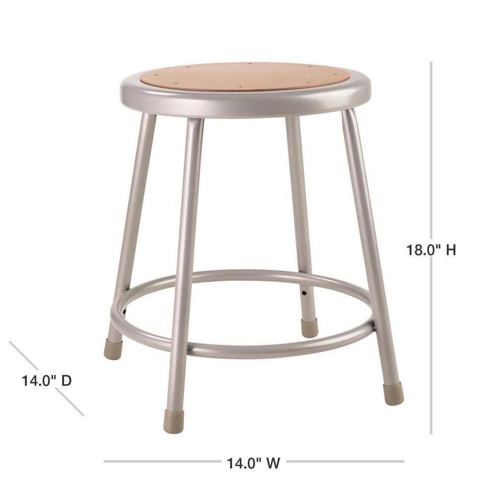 National Public Seating 18 in. Grey Heavy-Duty Steel Stool (2-Pack) 62182