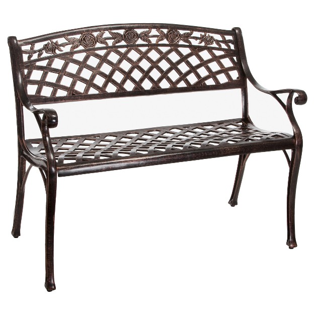 Hamilton Cast Aluminum Patio Bench Copper Christopher Knight Home