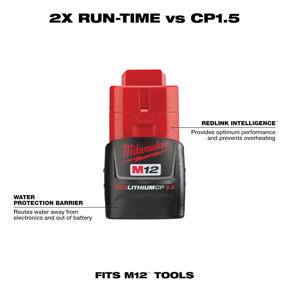 Milwaukee M12 REDLITHIUM 3.0Ah Compact Battery Pack 48-11-2430 from Milwaukee