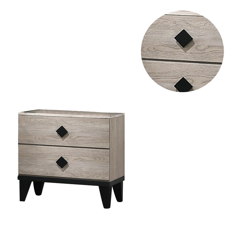 Cream Nightstand With 2 Drawers