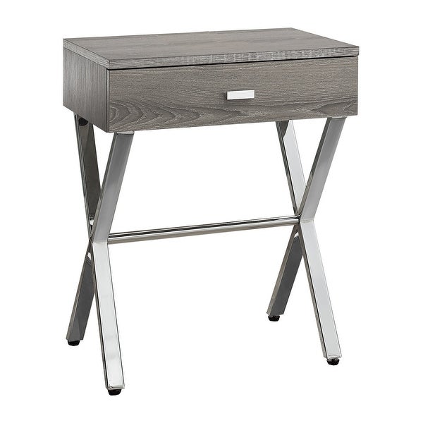 Dark Taupe Chrome Metal 24nch Accent Table