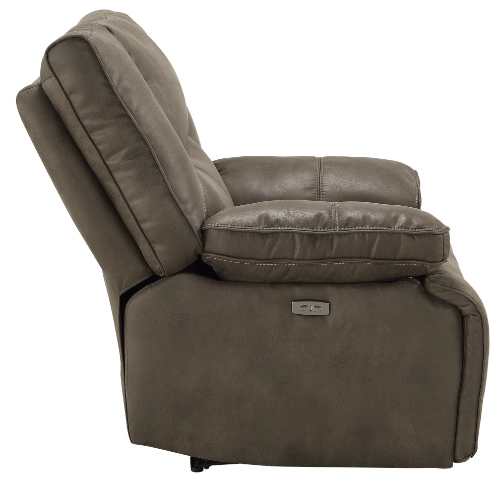 ACME Harumi Recliner  Power Motion  Gray Leather Aire   Contemporary   Recliner Chairs   by Kolibri Decor  Houzz