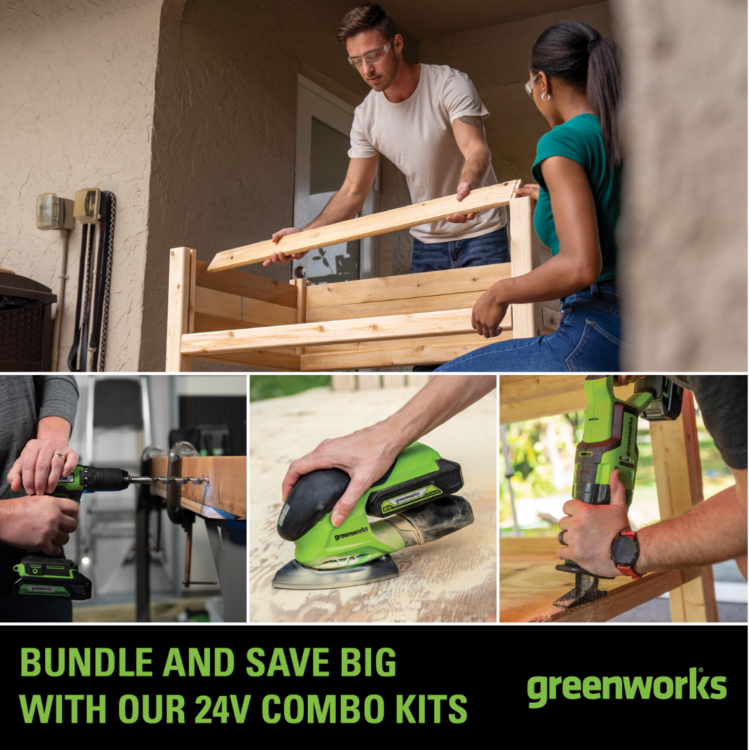 24V Brushless Drill 4PC Combo Kit  Tool Bag | Greenworks Tools