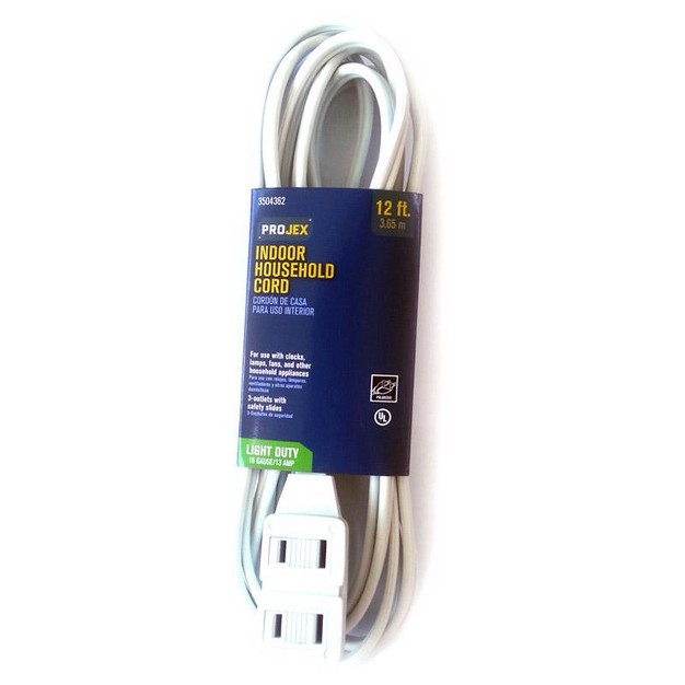 Projex Indoor 12 Ft L White Extension Cord 16 2 Spt 2