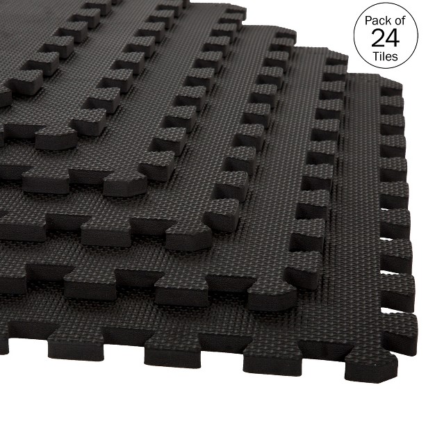 Stalwart 24 inch Eva Foam Tiles 24 pack Black