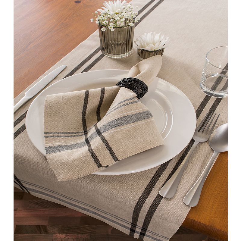 14 x 108 Neutral Taupe and Black French Stripe Rectangular Table Runner