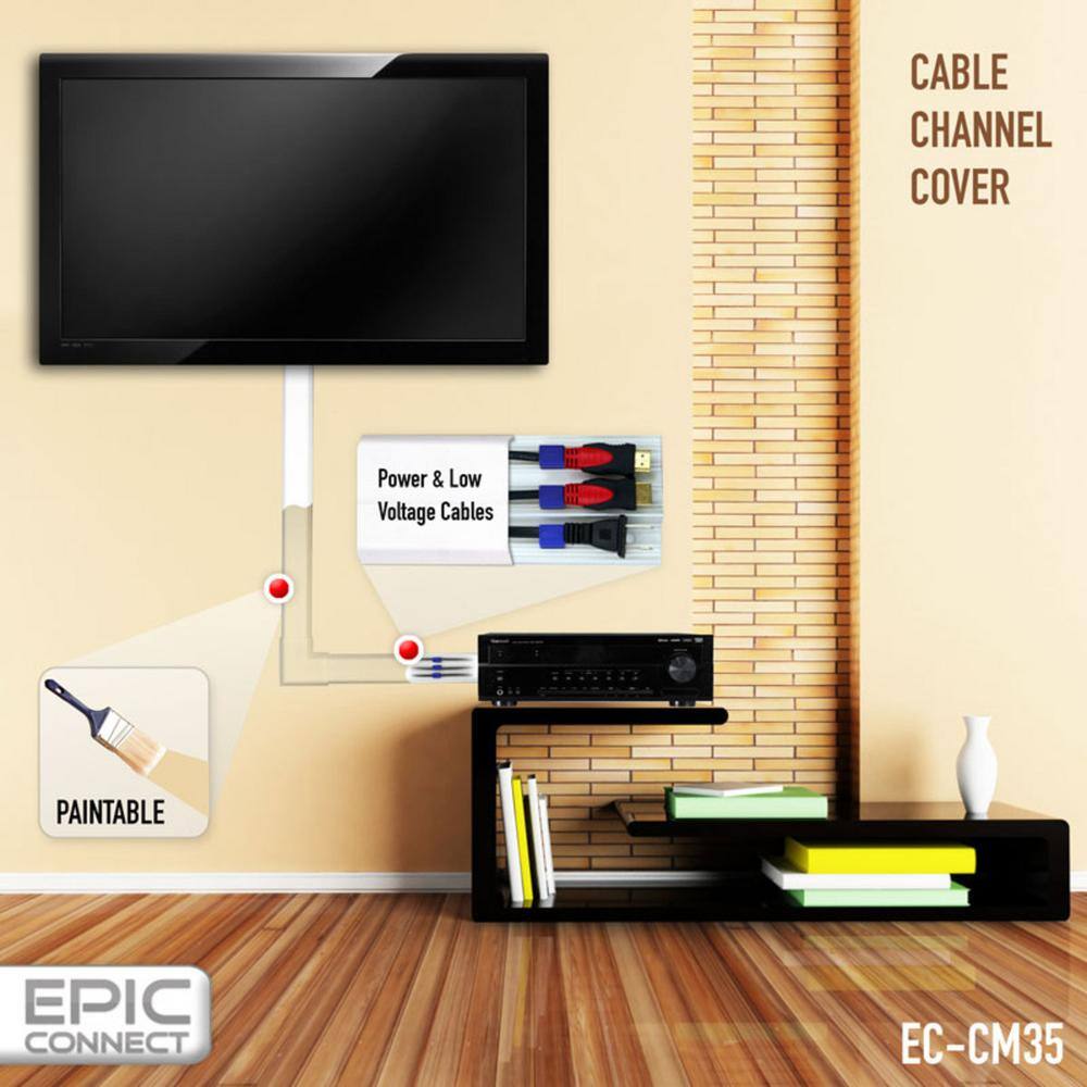 EPIC CONNECT TV Cable Management Organizer Raceway Wire Cover for AV and Power Cables EC-CM35