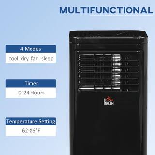 HOMCOM 10000 BTU Portable Air Conditioner Fan with Remote for Rooms Up to 170 Sq. Ft. with Dehumidifier Fan Wheels Black 823-041V81BK