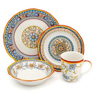 Euro Ceramica Duomo 32-Piece Patterned MulticolorItalian Design Stoneware Dinnerware Set (Service for 8) Duo-86232