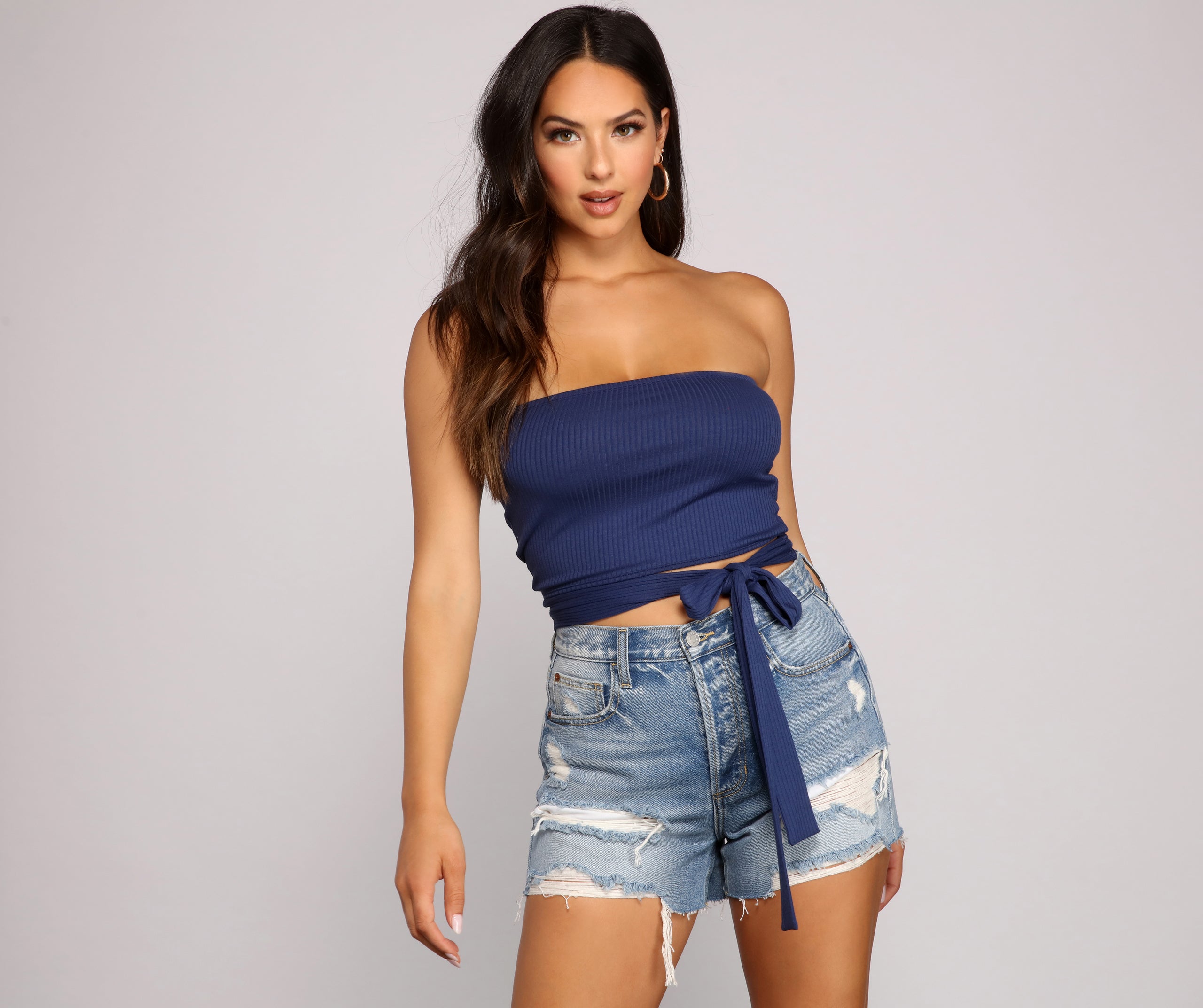 Tied To Basics Ribbed Knit Crop Top