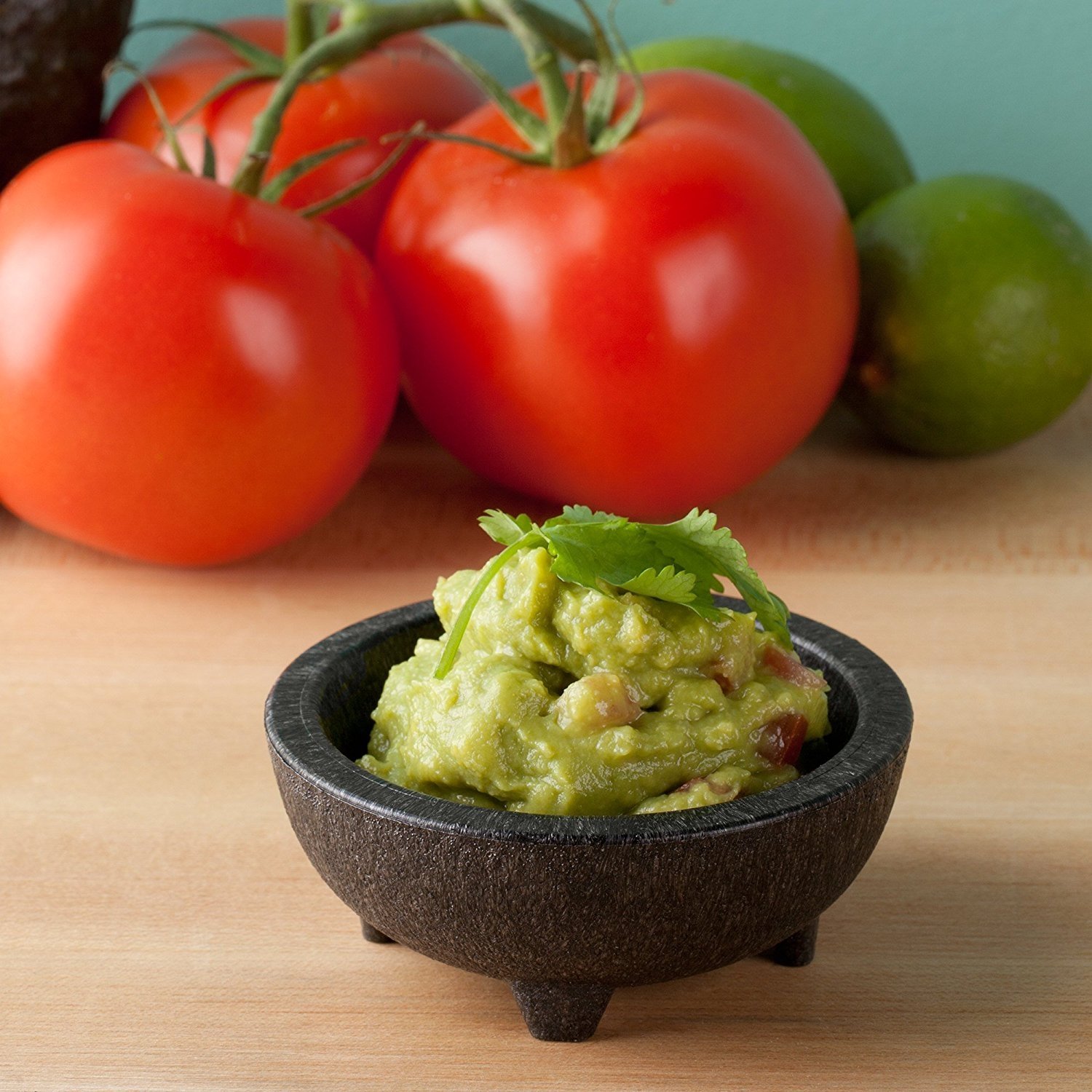 Molcajete 3pc Salsa Bowl for Guacamole Sauce Chips Deep Mexican Tortilla Black