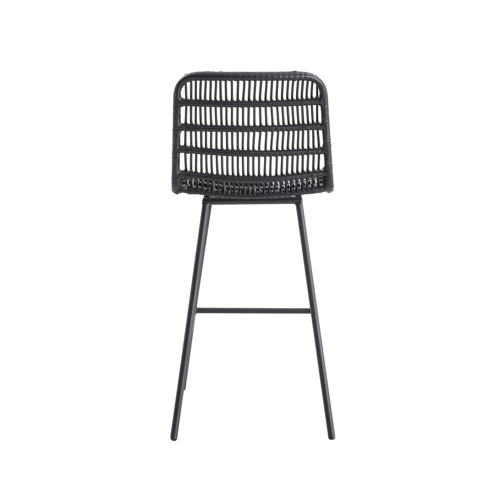 Rattan Bar Stools NTRL with Mtl Frame TrckShp (Counter Stools) 2 Sets for Bars Restaurants Dining Rooms Coffee Rooms