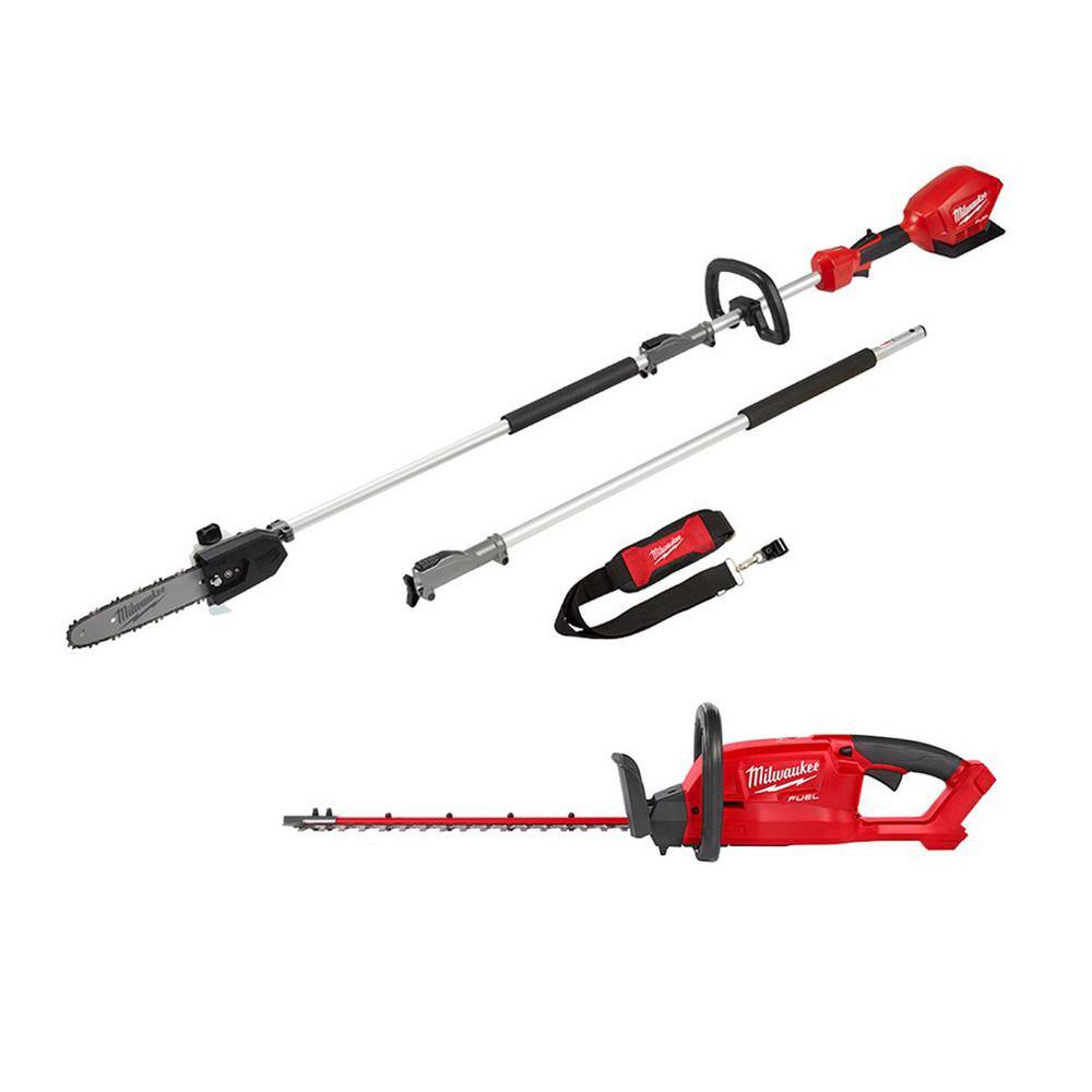 MW M18 FUEL 10 in. 18V Lithium-Ion Brushless Electric Cordless Pole Saw  M18 FUEL 18 in. Hedge Trimmer Combo Kit (2-Tool) 2825-20PS-3001-20