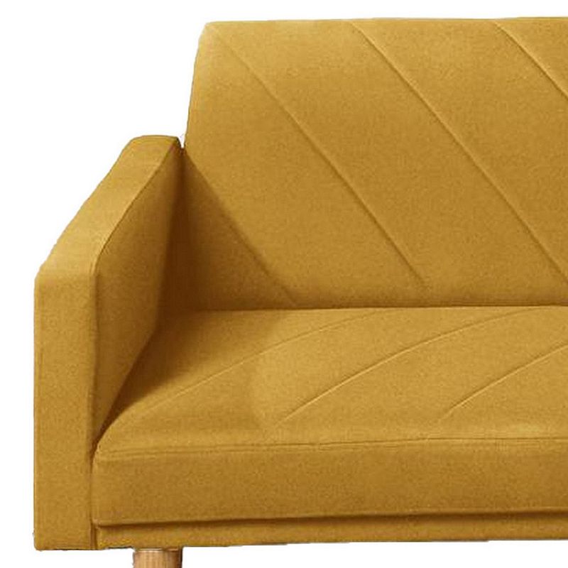 Fabric Adjustable Sofa with Chevron Pattern and Splayed Legs， Yellow