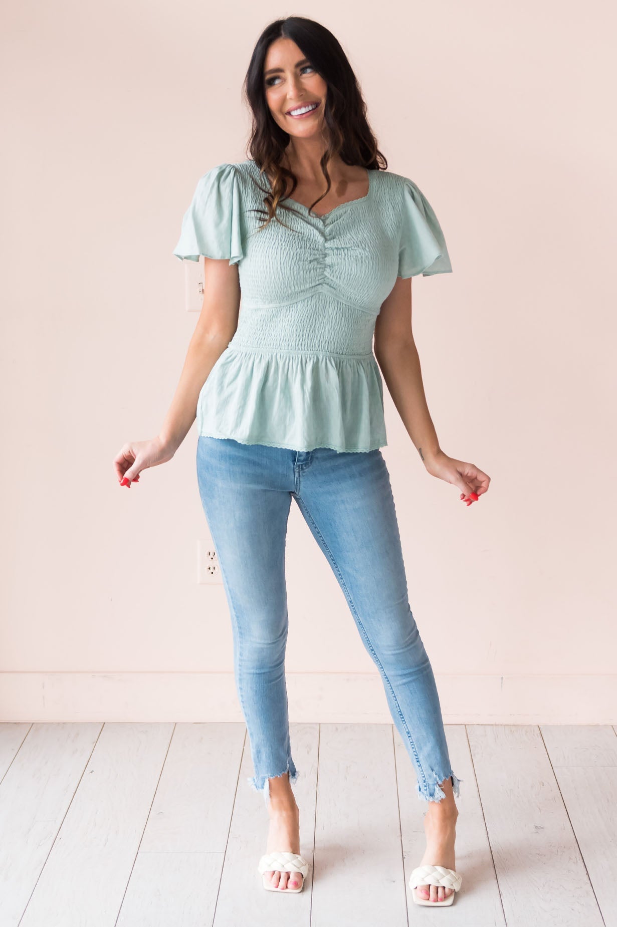 Joy Found Me Modest Peplum Blouse