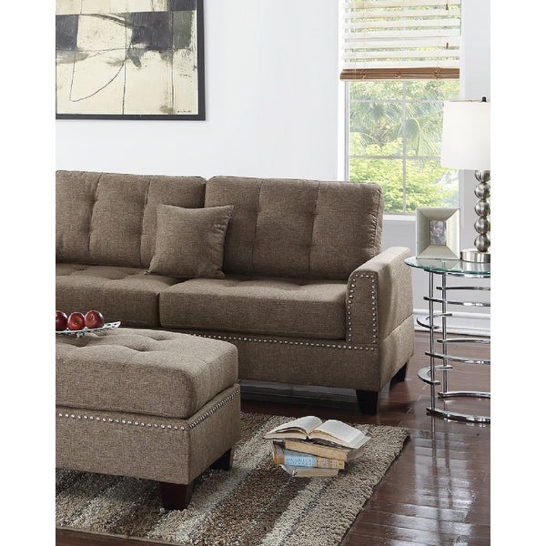 3 Piece Linen-Like Fabric Sectional Sofa Set