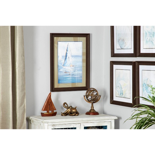 X 23 5 quot Coastal Decor Sailboat Painting Print Rectangular Brown Wood Frame Blue Olivia amp May