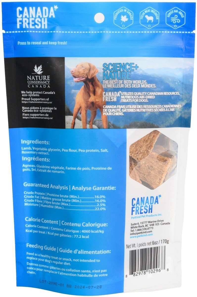 Canada Fresh Lamb Dog Treats， 6-oz bag