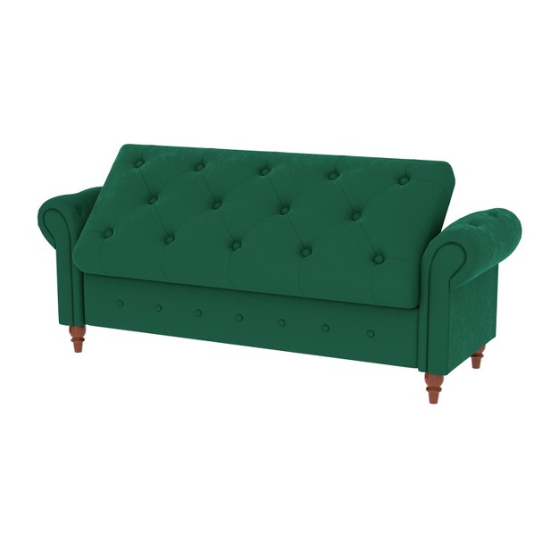 Button tufted Large Storage Ottoman Upholstered Velvet Bench Features Rolled Arms Window Seating And Solid Wood Legs maison Boucle