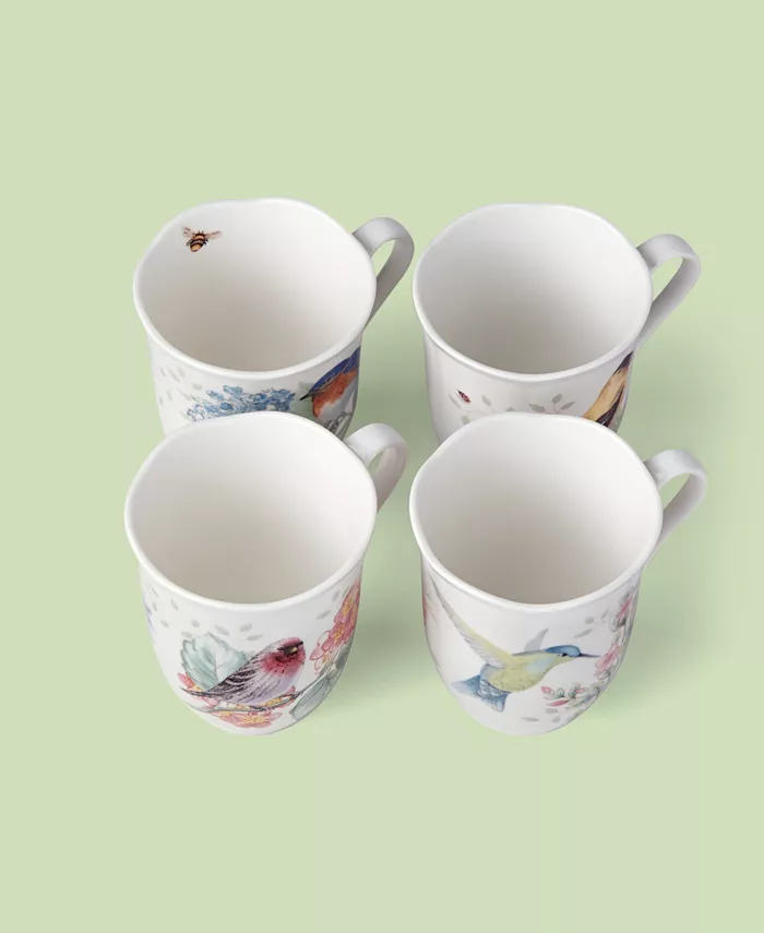 Lenox Butterfly Meadow Assorted Bird Flutter Mugs Set of 4