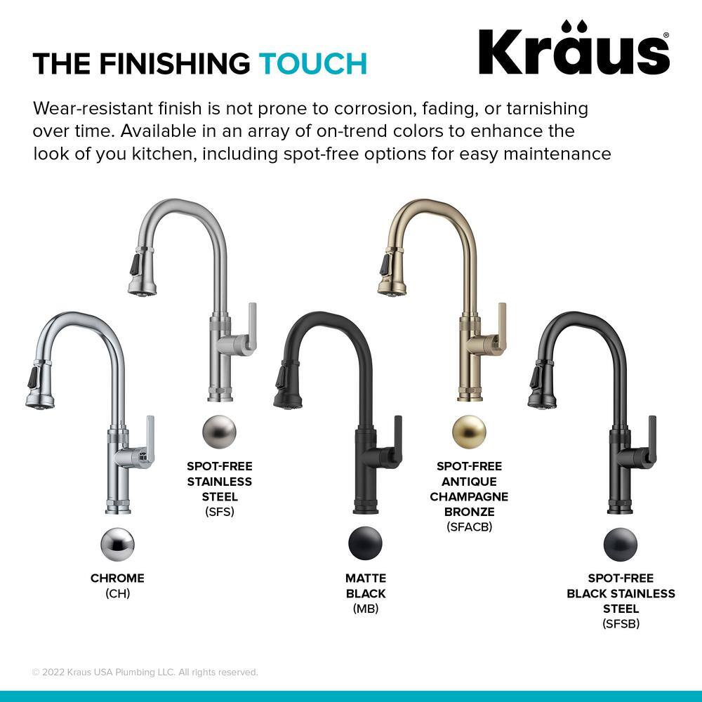 KRAUS Allyn Industrial Pull-Down Single Handle Kitchen Faucet in Matte Black KPF-4102MB