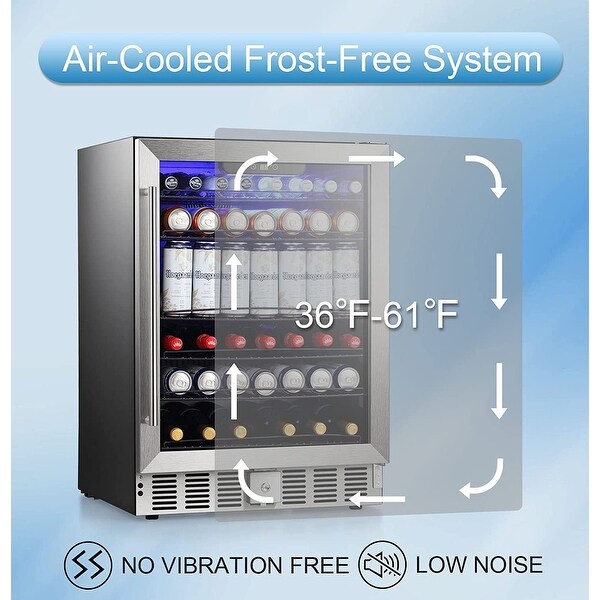 2.9 Cu.Ft Beverage Refrigerator Cooler - Wine Cooler Beverage Center Low Noise - 25.83*14.96*33.82 in