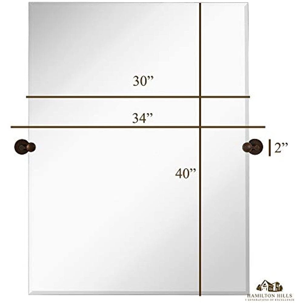 Large Pivot Rectangle Mirror with Oil Rubbed Bronze Wall Anchors  30