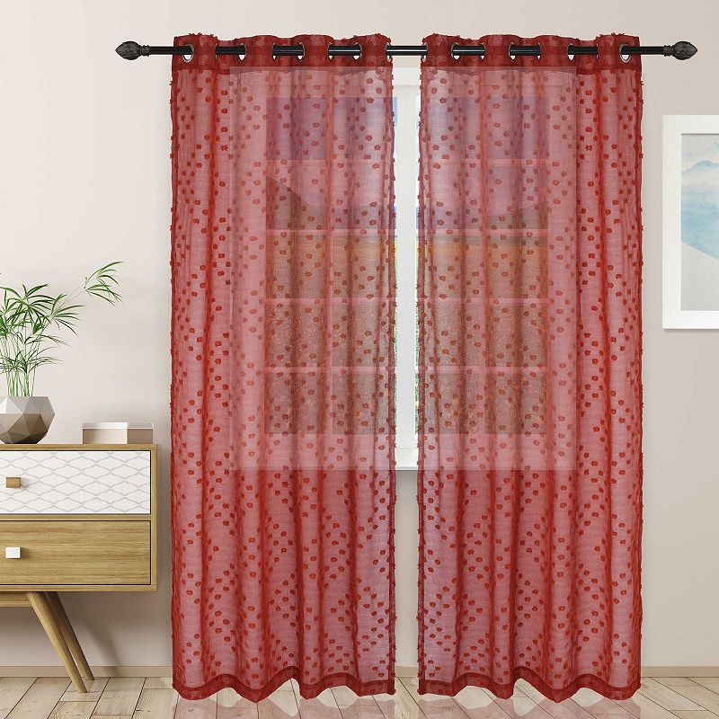 Superior Poppy Sheer Set of 2 Grommet Top Window Curtain Panels