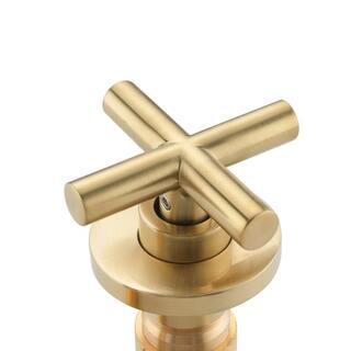 WELLFOR Rustproof Cross Double Handle Wall Mounted Faucet in Brushed Gold WA8008BG