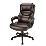 Fennington Bonded Leather High-Back Executive Chair， Brown， BIFMA Certified