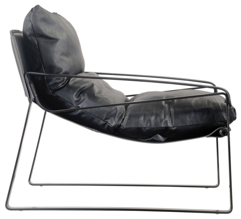 Connor Club Chair Onyx Black Leather   Industrial   Armchairs And Accent Chairs   by Morning Design Group  Inc  Houzz