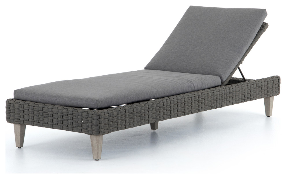 Remi Outdoor Chaise Lounge  Charcoal   Tropical   Outdoor Chaise Lounges   by Four Hands  Houzz