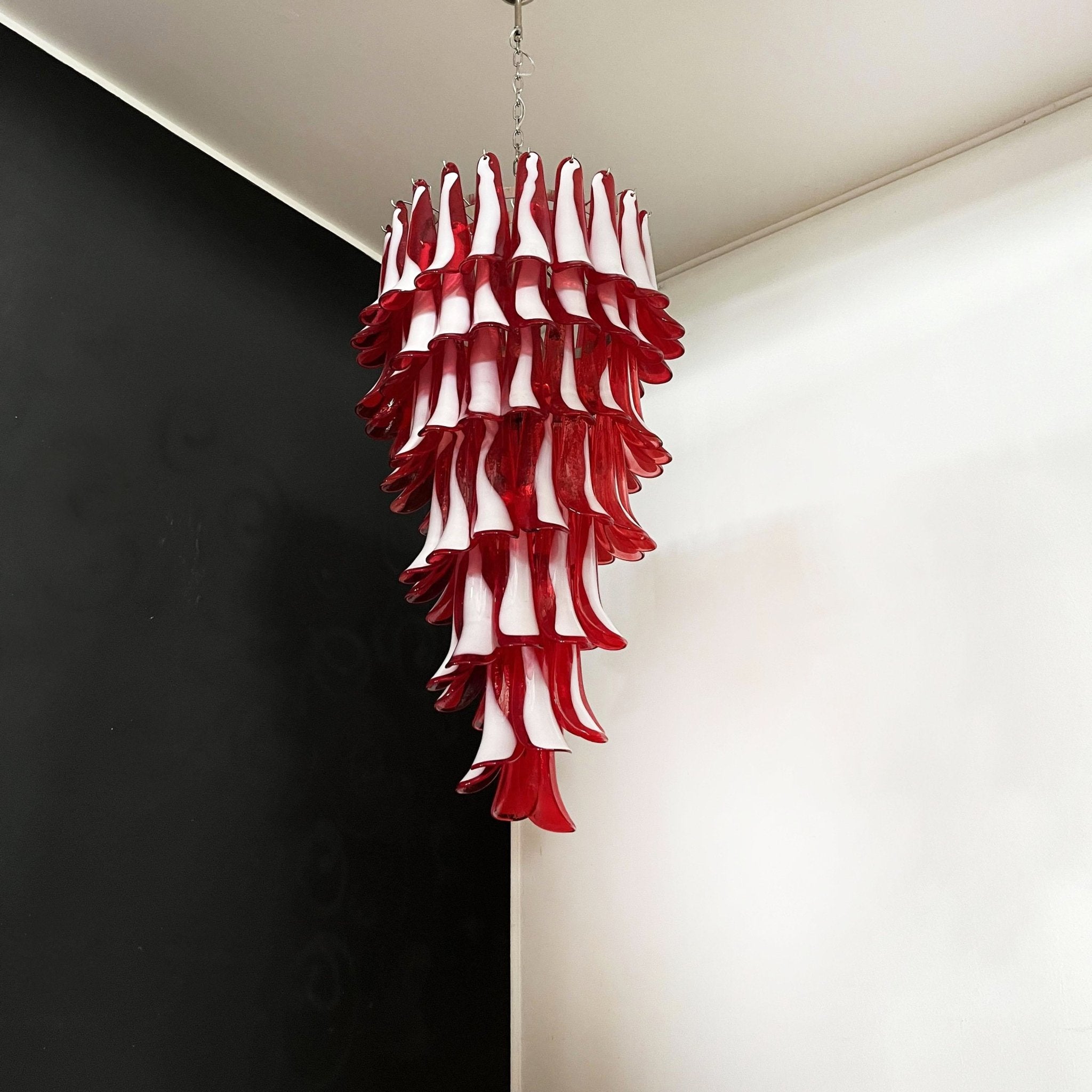 Murano Red Petals Spiral Chandelier