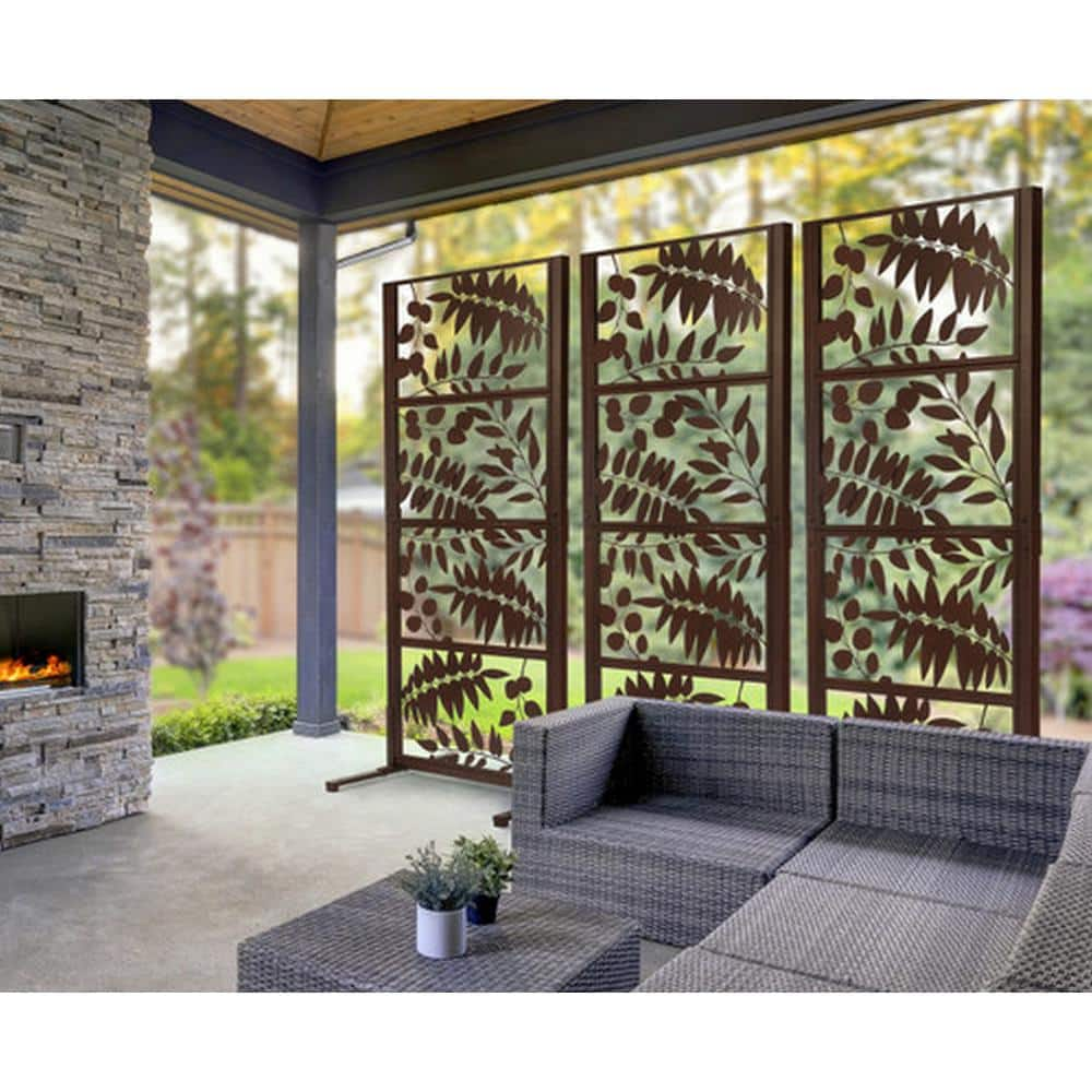 Ejoy 82 in. x 32.2 in. Heavy-Duty Iron Privacy Fence Screen for Outdoor Spaces MT_Treeleaves82x32x24inch