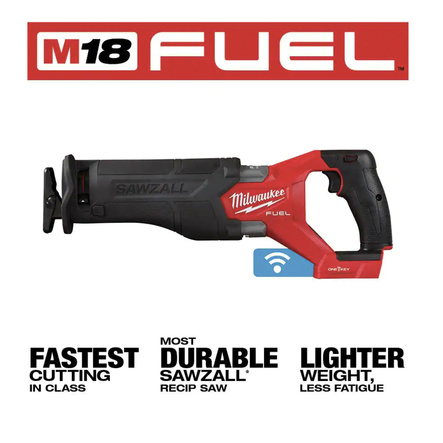 Milwaukee M18 FUEL One-Key 18V Lithium-Ion Brushless Cordless SAWZALL Reciprocating Saw， Tool-Only (2822-20)