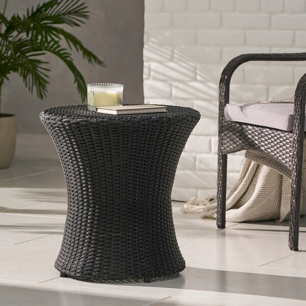 Outdoor Wicker Hourglass Side Table not Glass Top for Garden and Balcony or Living Room