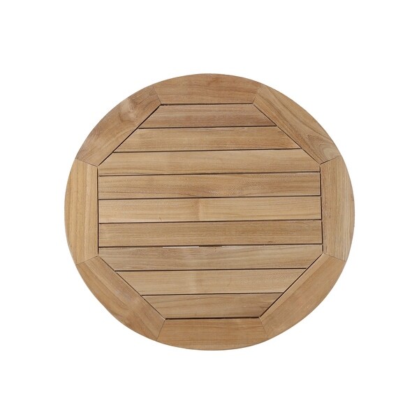 RRI Goods Teak Wood Folding 20Inch Round Outdoor Coffee Table Perfect for Outdoor Backyard，Front Porch，Balcony